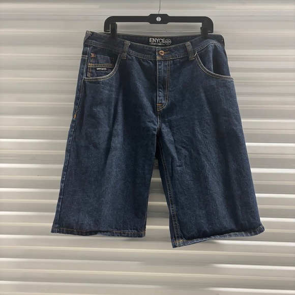 Enyce Denim Jean Shorts Men's Size 38 Dark Wash Embroidered Logo - Picture 5 of 8
